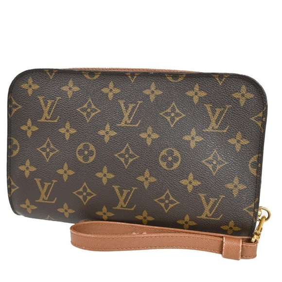 LOUIS VUITTON Orsay Clutch Hand Bag Monogram Leather Brown France - Picture 1 of 15